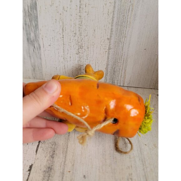 Vintage carrot Easter bunny swing ornament Xmas spring figure unique - Picture 5 of 5